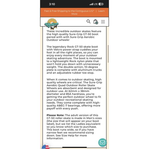 Rock Skates GT-50 Black Roller Skates Size 7 M (8 W) USA Sure Grip Roller Derby - Picture 10 of 11